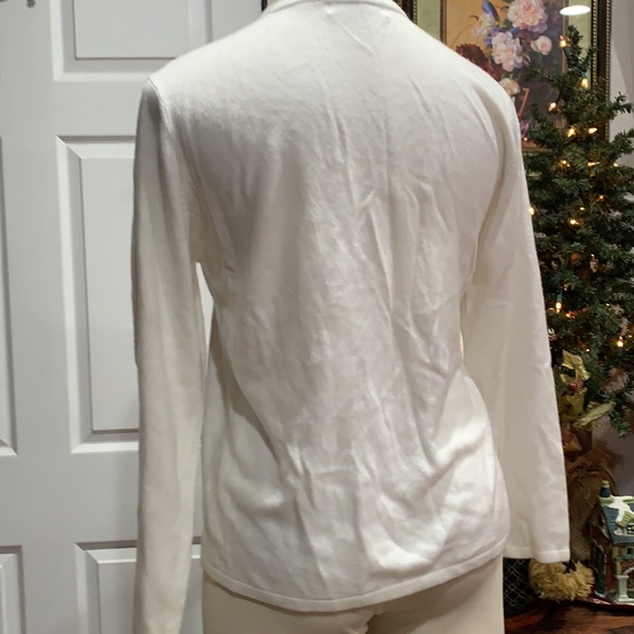 Carolyn Taylor Women Ivory Cardigan M - Picture 5 of 9